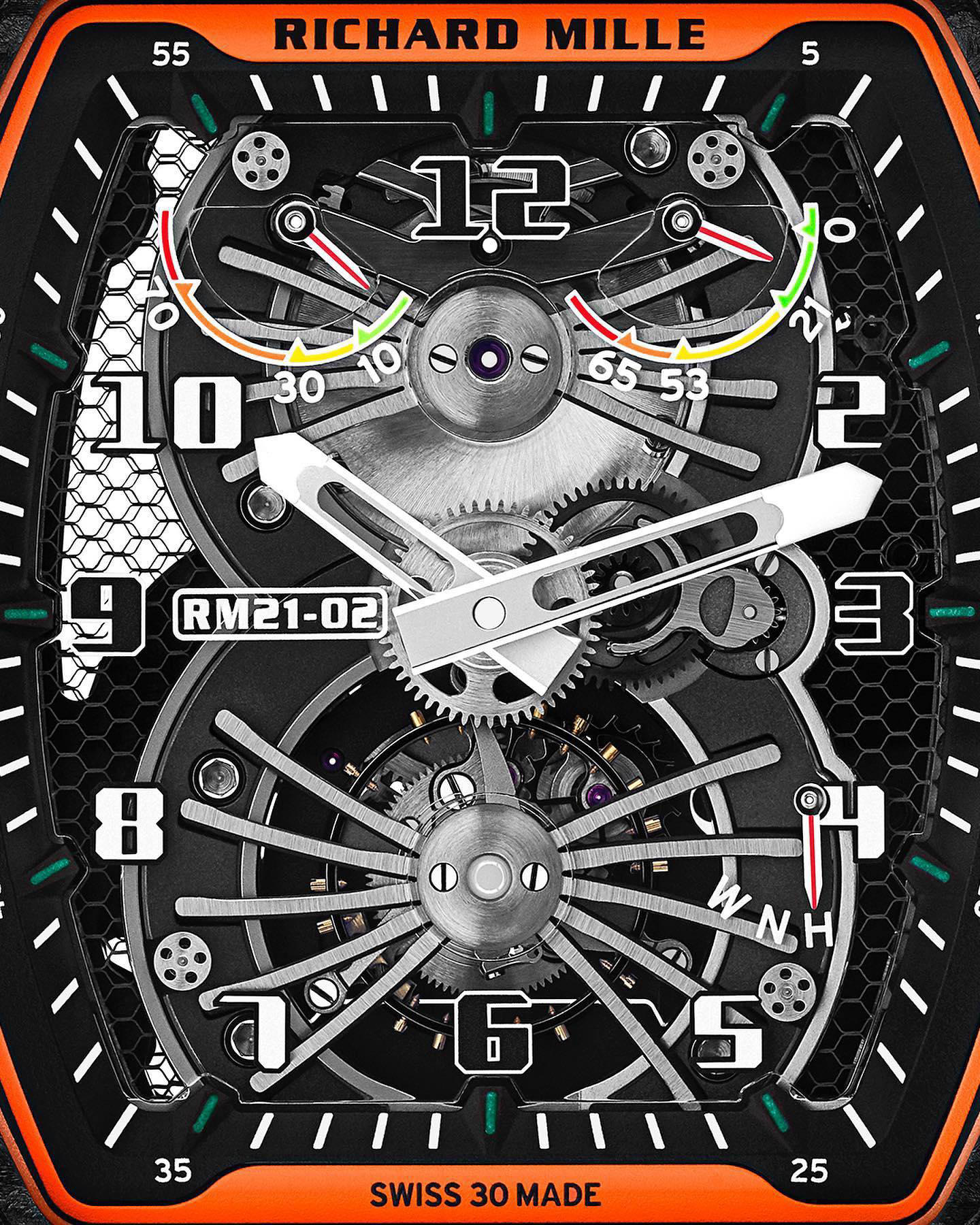 Richard Mille - The winding barrel and the tourbillon are both placed in the central depth of this a